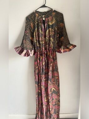 farm rio long-sleeve v-neck jacquard maxi dress Farm Rio Long-Sleeve V-Neck Jacquard Maxi Dress